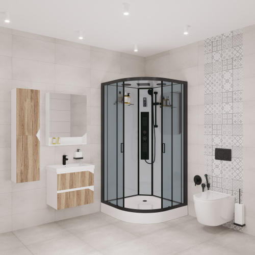 Душевая кабина Niagara Premium 69020134GBLACK 100х100 четверть круга с крышей ориентация универсальная - фото 2